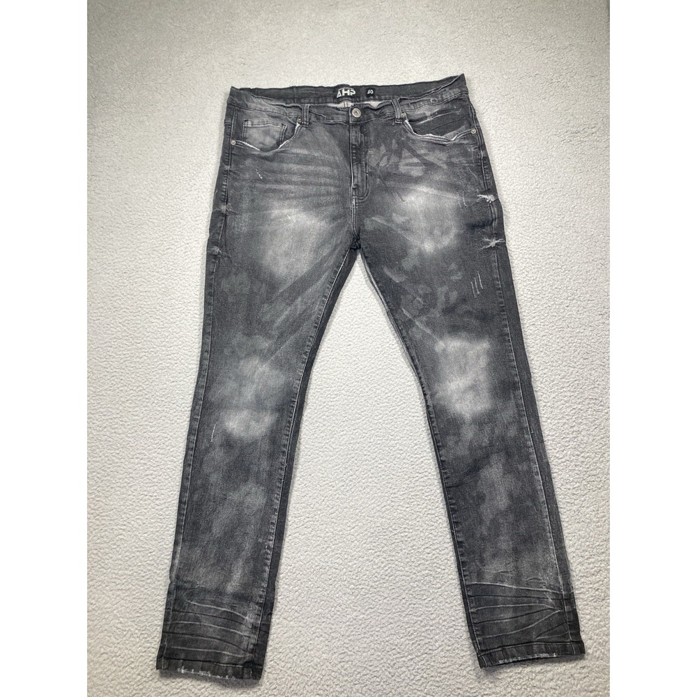 AHP Another Hype Piece Jeans Mens 40‎ (38x33) Black Distressed Street Y2K STAIN